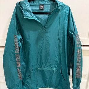 Men's Obey pullover hooded windbreaker teal
